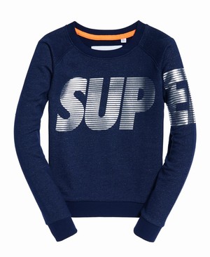 Superdry Silverline Crew Neck Női Pulóver Sötétkék | ZPTAK0794